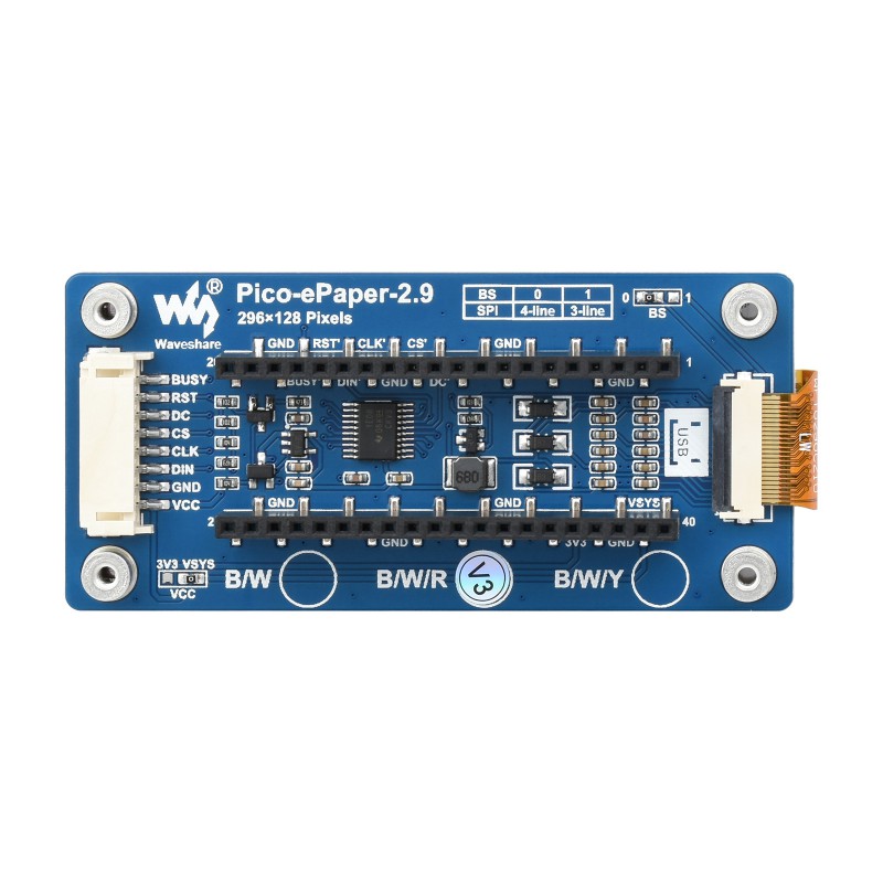 Display Epaper 2.9 - Waveshare Pico-ePaper-2.9-B, Modulo Display E-Paper E-Ink