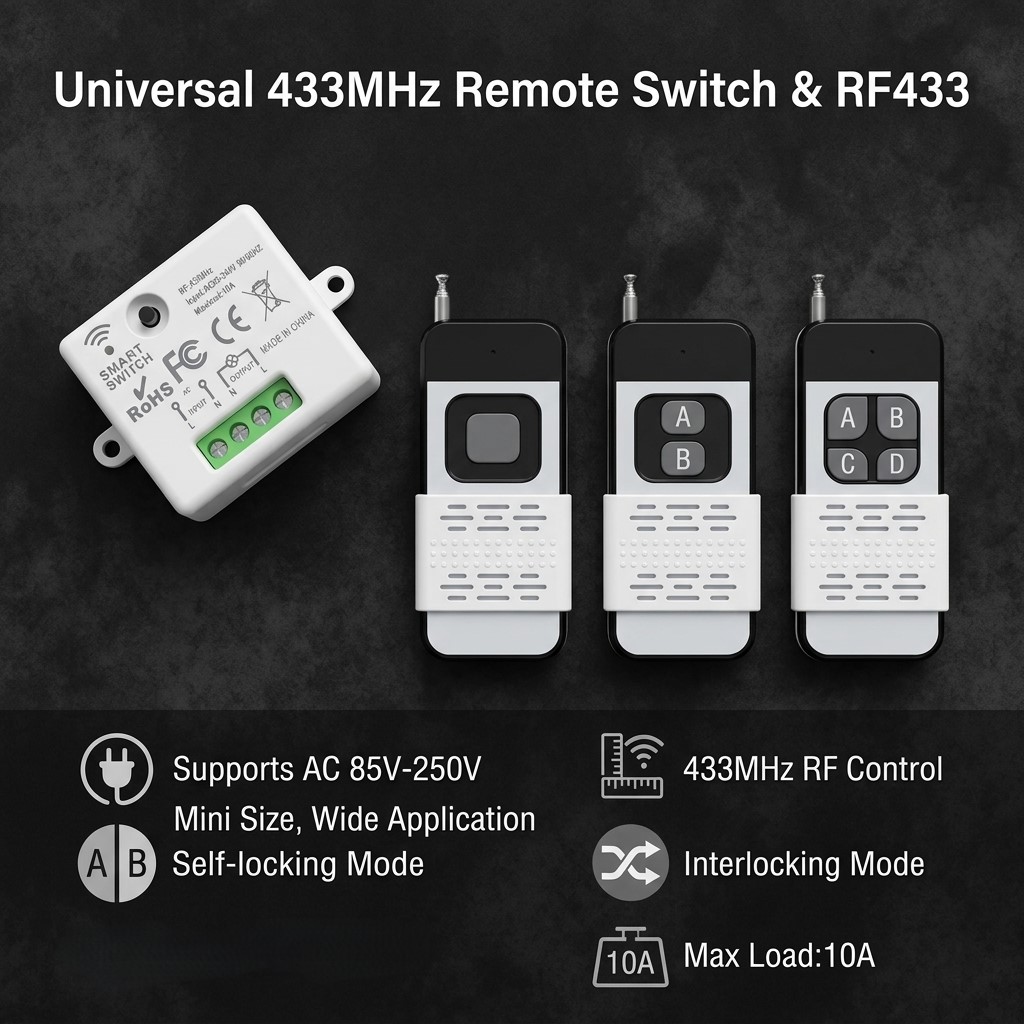 433Mhz Receiver Module - Interruttore Telecomandato Wireless 220V 1CH, Ricevitore