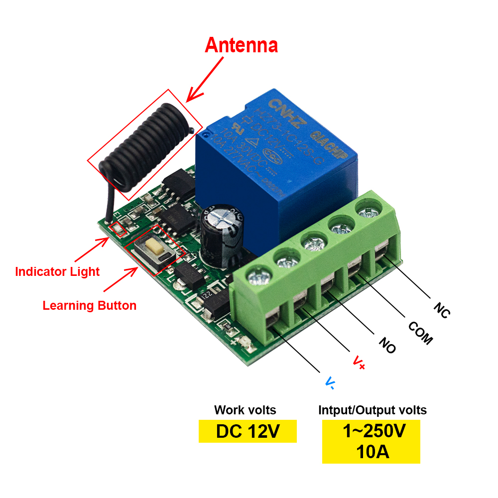 QIACHIP 433 MHz DC 12 V Interr - 433Mhz Receiver Module recensione e prezzo