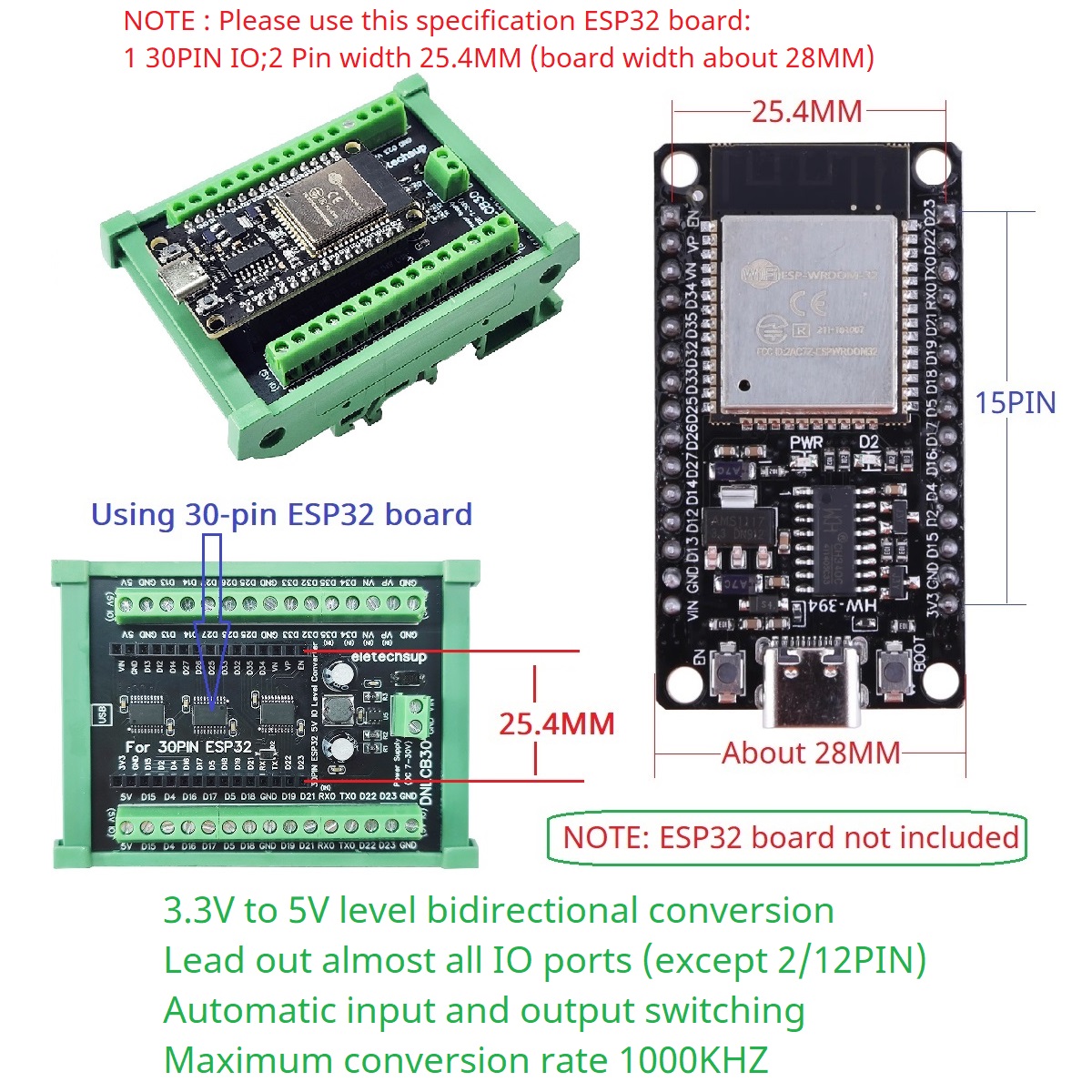 Adattatore per Guida DIN ESP32 - Level Shifter 3.3V recensione e prezzo